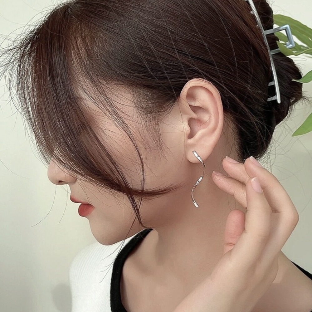 Any 2/$20! Silver Drop Swirl Stud Earrings - Picture 5 of 8